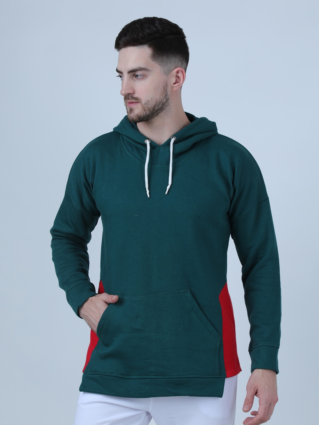 

PAUSE SPORT Men Hooded Fleece Sweatshirt, Green