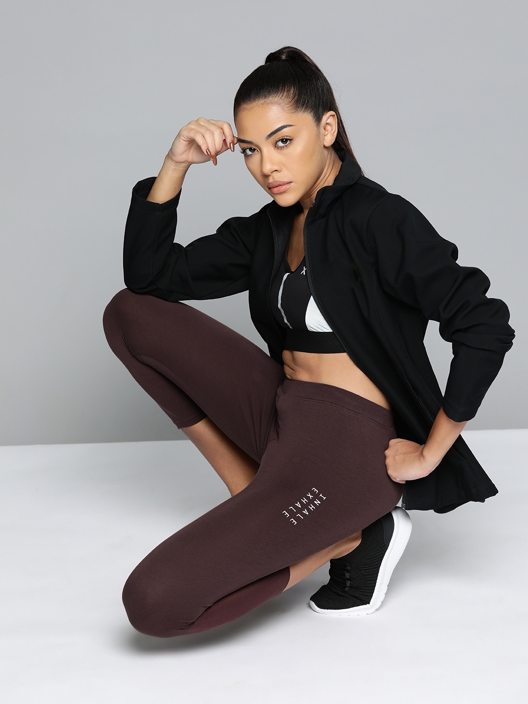 

HRX by Hrithik Roshan Women Three-Fourth High Rise Lifestyle Tights, Brown