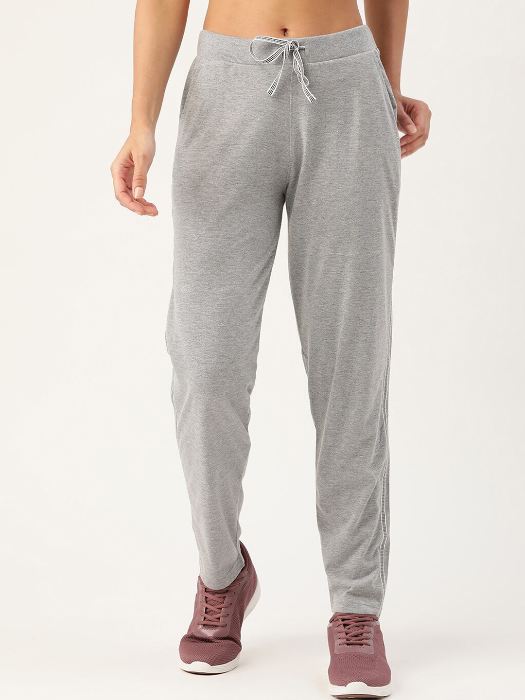 

FEMEA Women Straight Cotton Track Pants, Grey