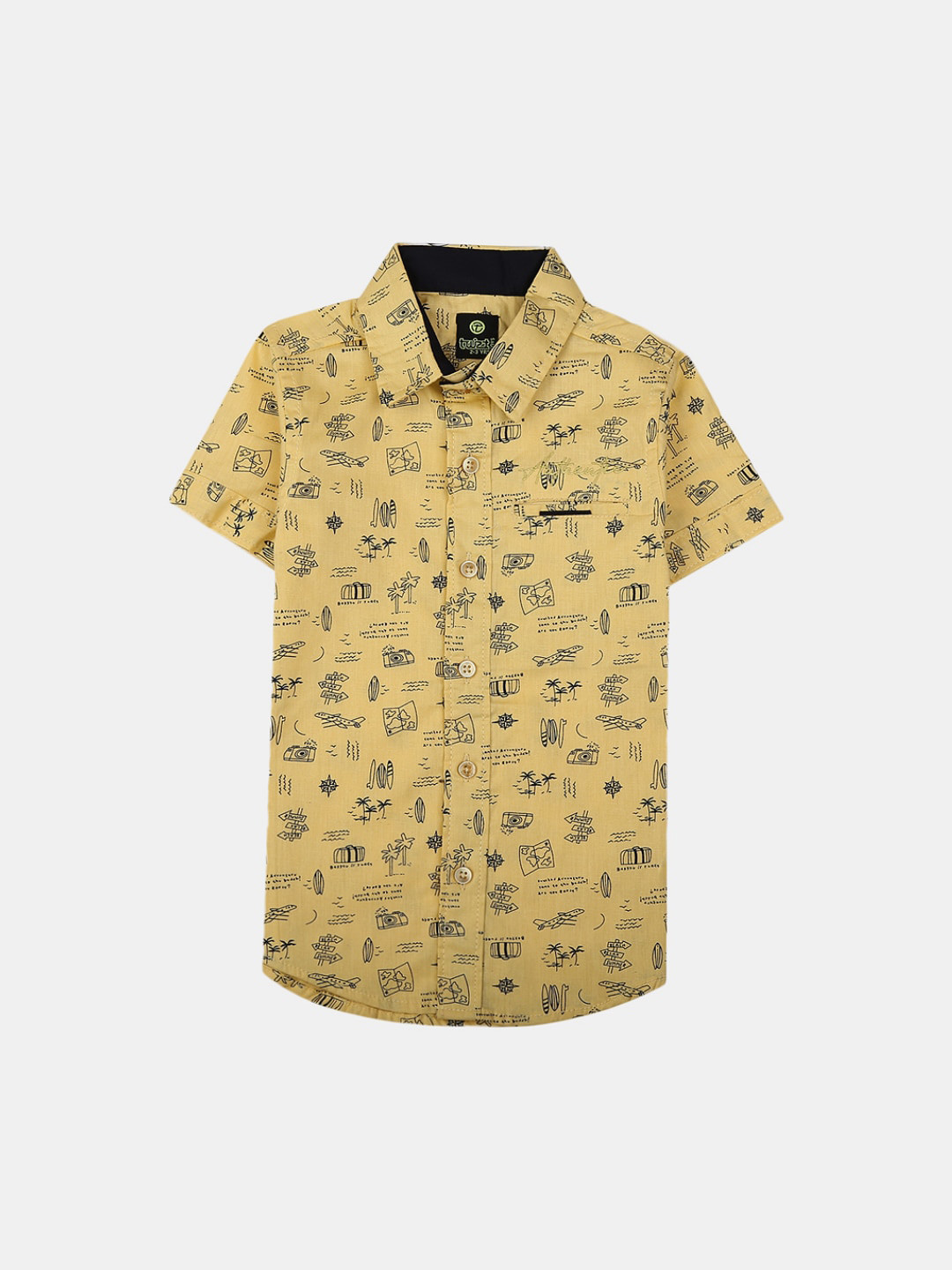 

V-Mart Boys Classic Printed Cotton Casual Shirt, Yellow