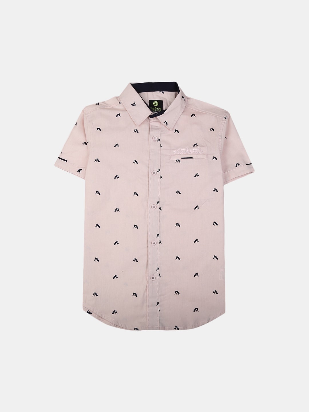 

V-Mart Boys Classic Conversational Printed Casual Cotton Shirt, Peach