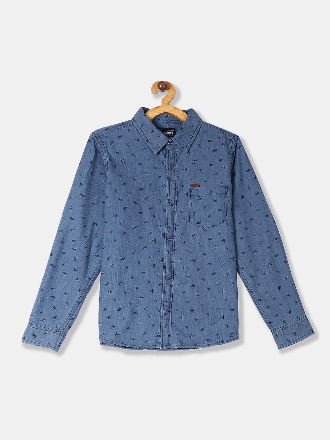 

V-Mart Boys Classic Conversational Printed Casual Cotton Shirt, Blue