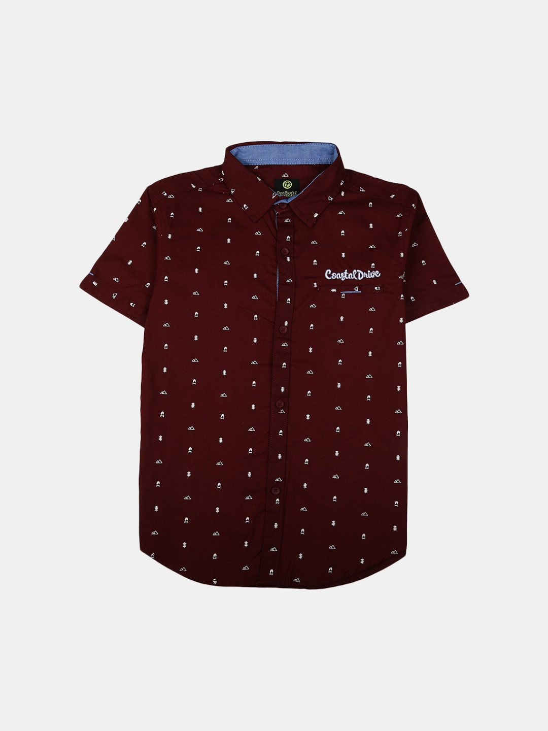 

V-Mart Boys Classic Conversational Printed Cotton Casual Shirt, Maroon