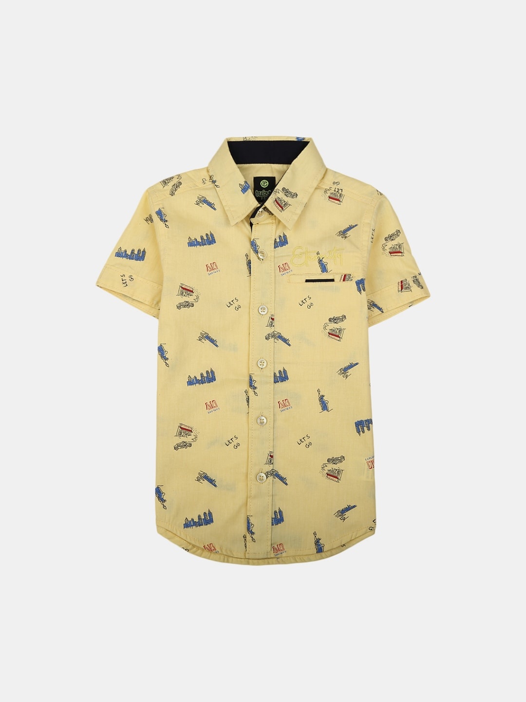 

V-Mart Boys Classic Printed Casual Cotton Shirt, Yellow