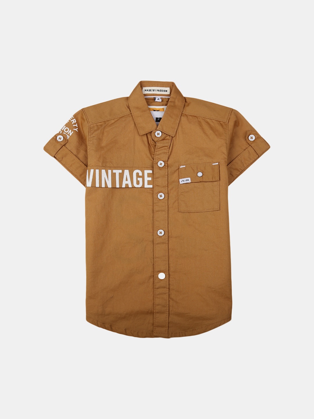 

V-Mart Boys Cotton Casual Shirt, Brown