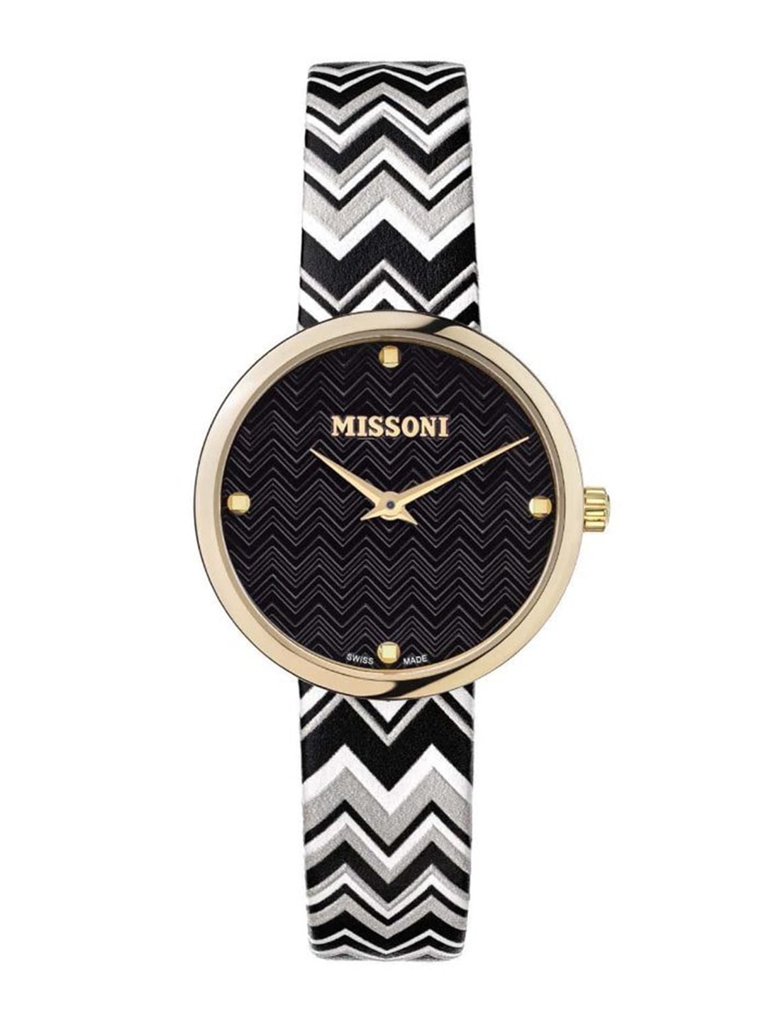 

MISSONI Women Printed Dial & Leather Bracelet Style Straps Analogue Watch MWY200320, Black