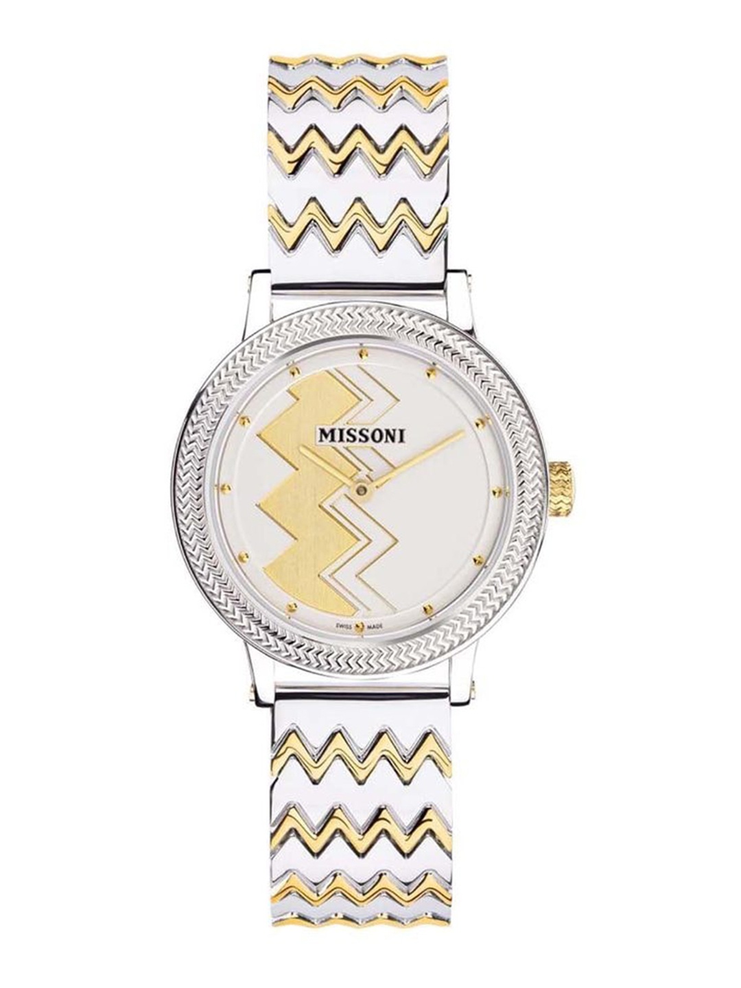 

MISSONI Women Embellished Dial & Stainless Steel Textured Straps Analogue Watch MWNZ00421, White
