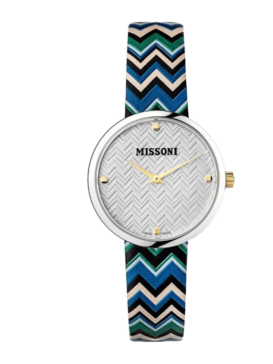 

MISSONI Women Textured Dial & Leather Bracelet Style Straps Analogue Watch MWY200120, Silver