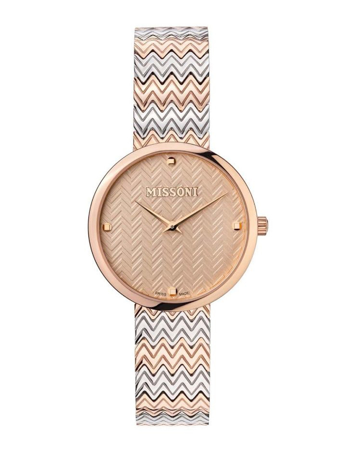 

MISSONI Women Textured Dial & Bracelet Style Straps Analogue Watch MWY201421, Rose gold