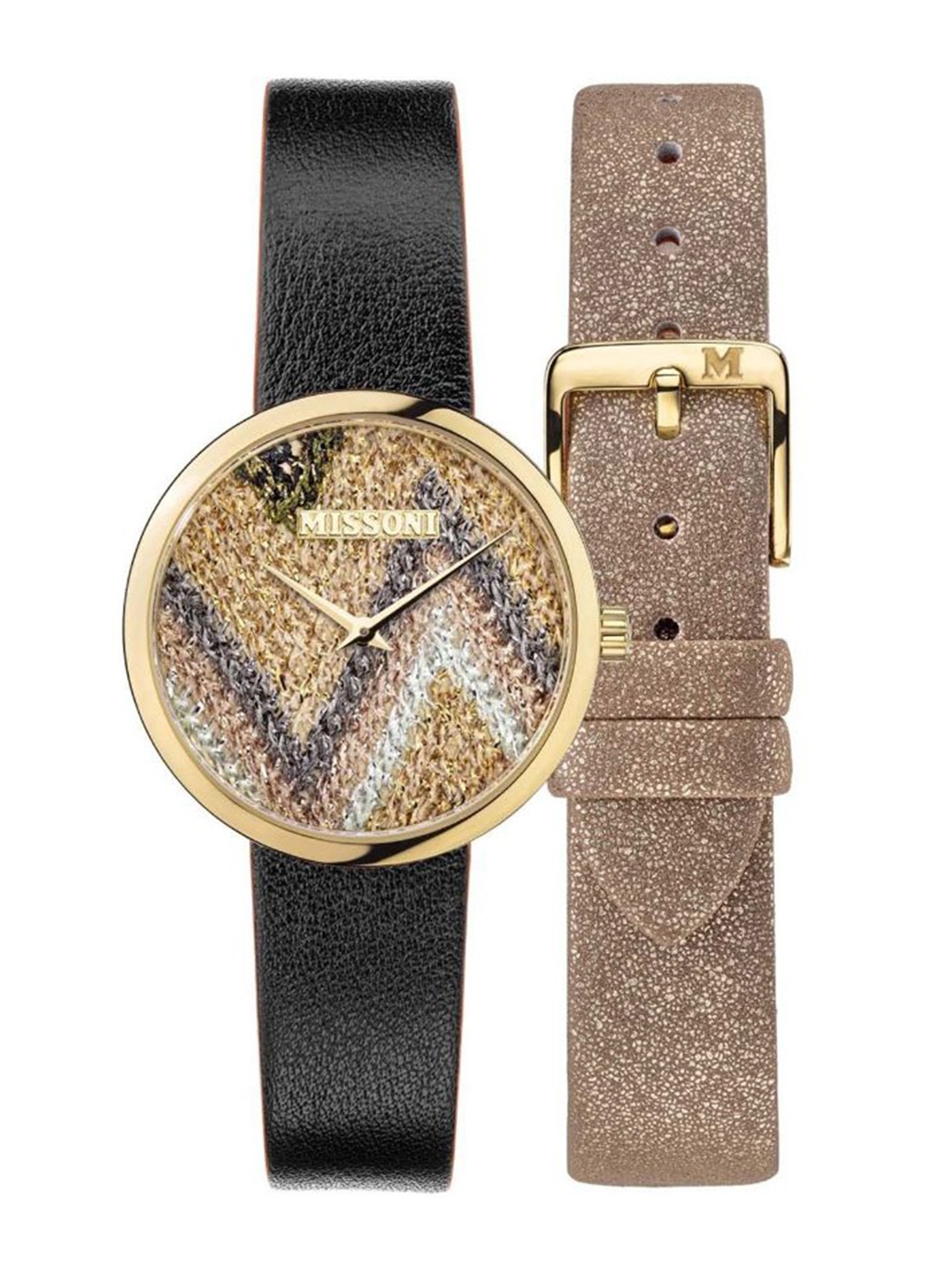 

MISSONI Women Set Of 2 Printed Dial & Leather Straps Analogue Watch MWY201020, Beige