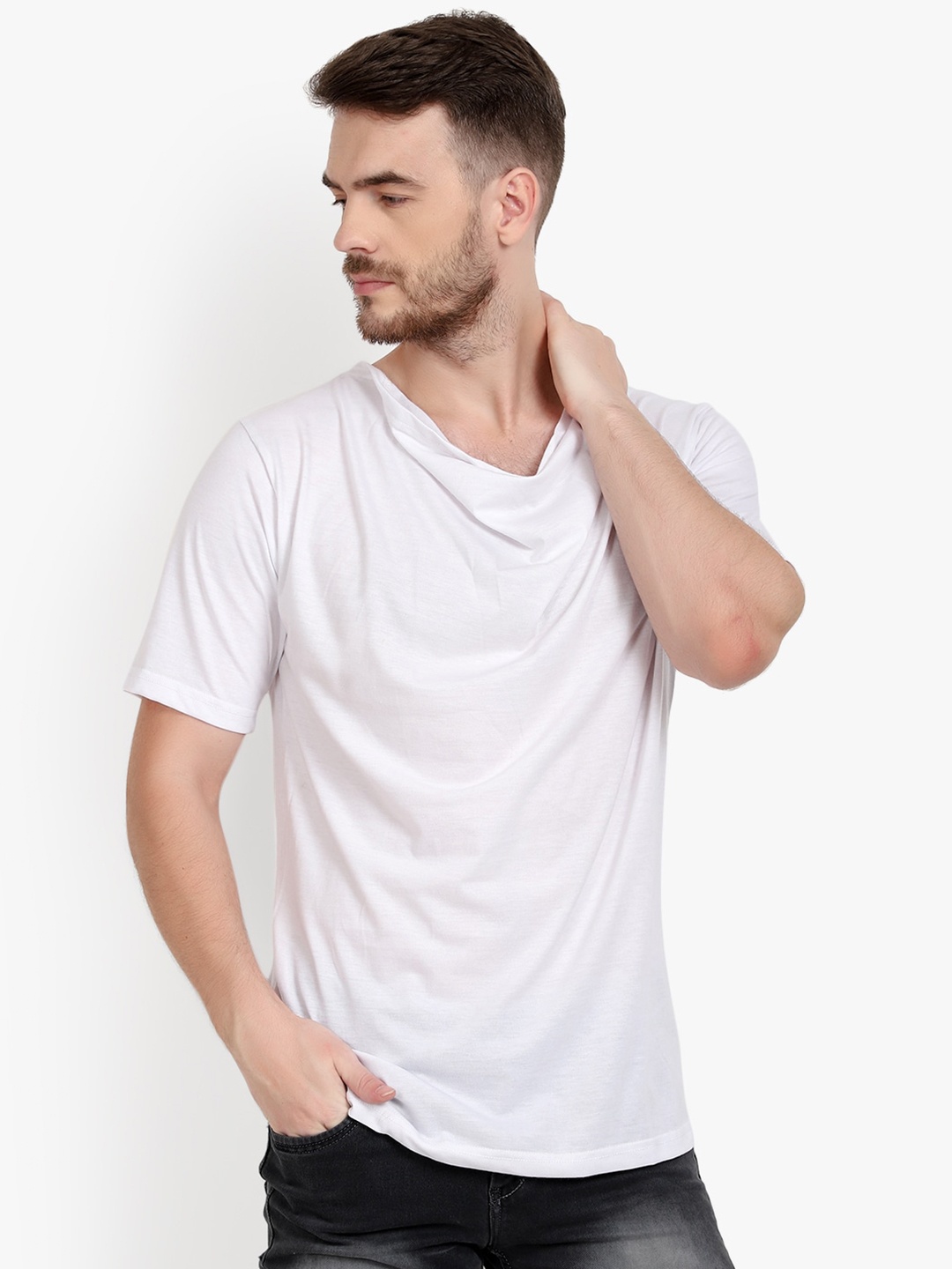 

PAUSE SPORT Cowl Neck Short Sleeves Cotton T-shirt, White