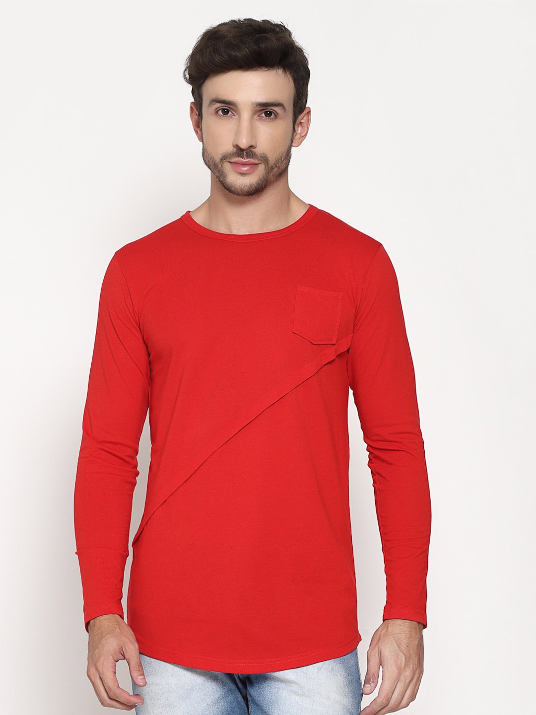 

PAUSE SPORT Round Neck Cotton T-shirt, Red