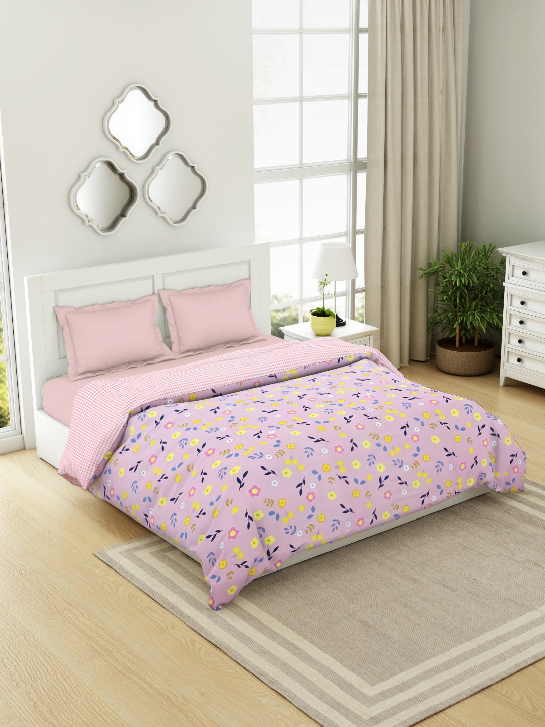 

Welspun Pink & Yellow Floral Microfiber AC Room 150 GSM Double Bed Dohar