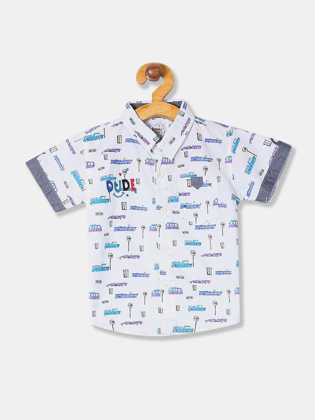 

V-Mart Infant Kids Classic Spread Collar Graphic Printed Cotton Casual Shirt, White