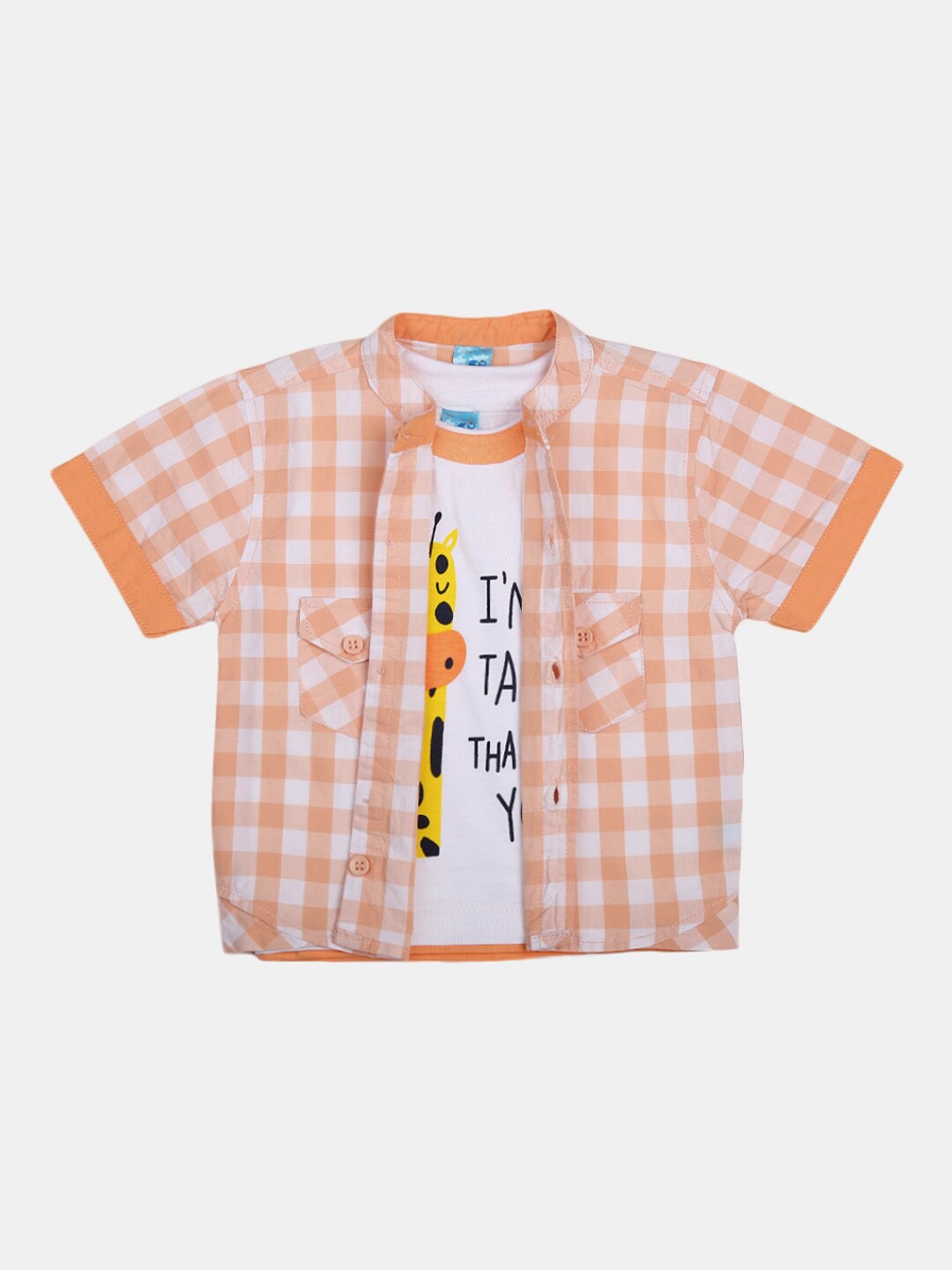 

V-Mart Kids Classic Gingham Checked Casual Cotton Shirt, Orange