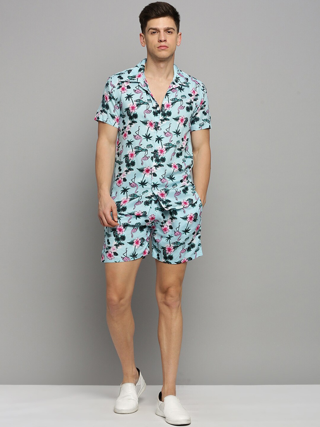 

SHOWOFF Conversational Printed Shirt Collar Co-Ords, Blue