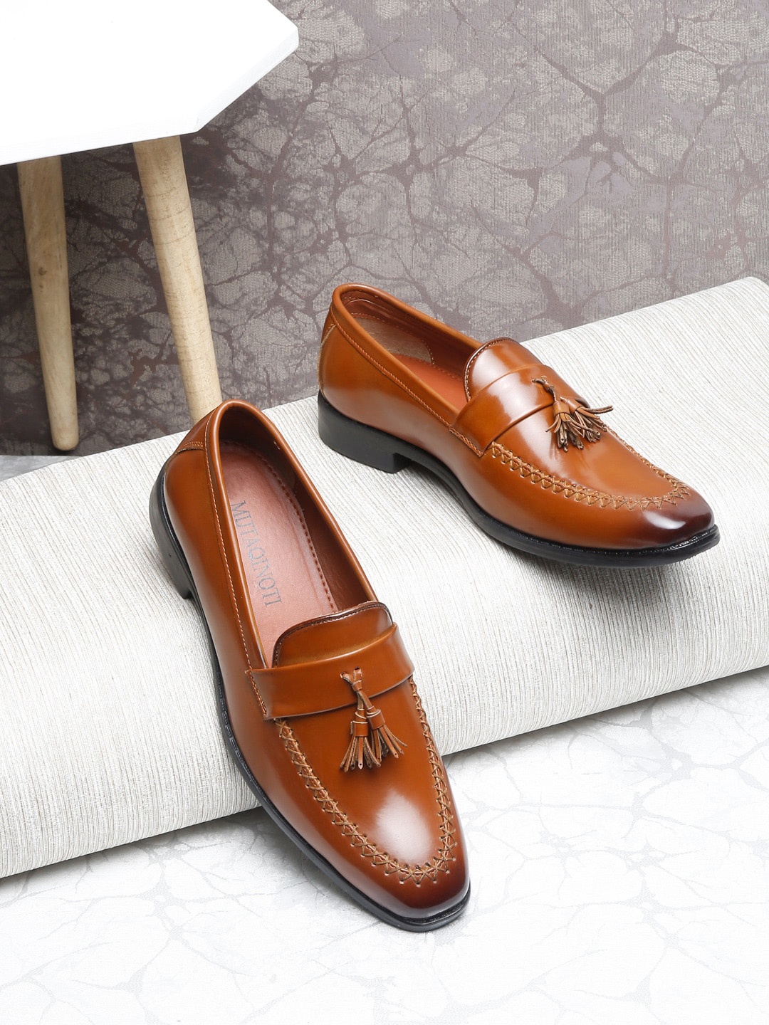 

MUTAQINOTI Men Formal Tassel Loafers, Brown
