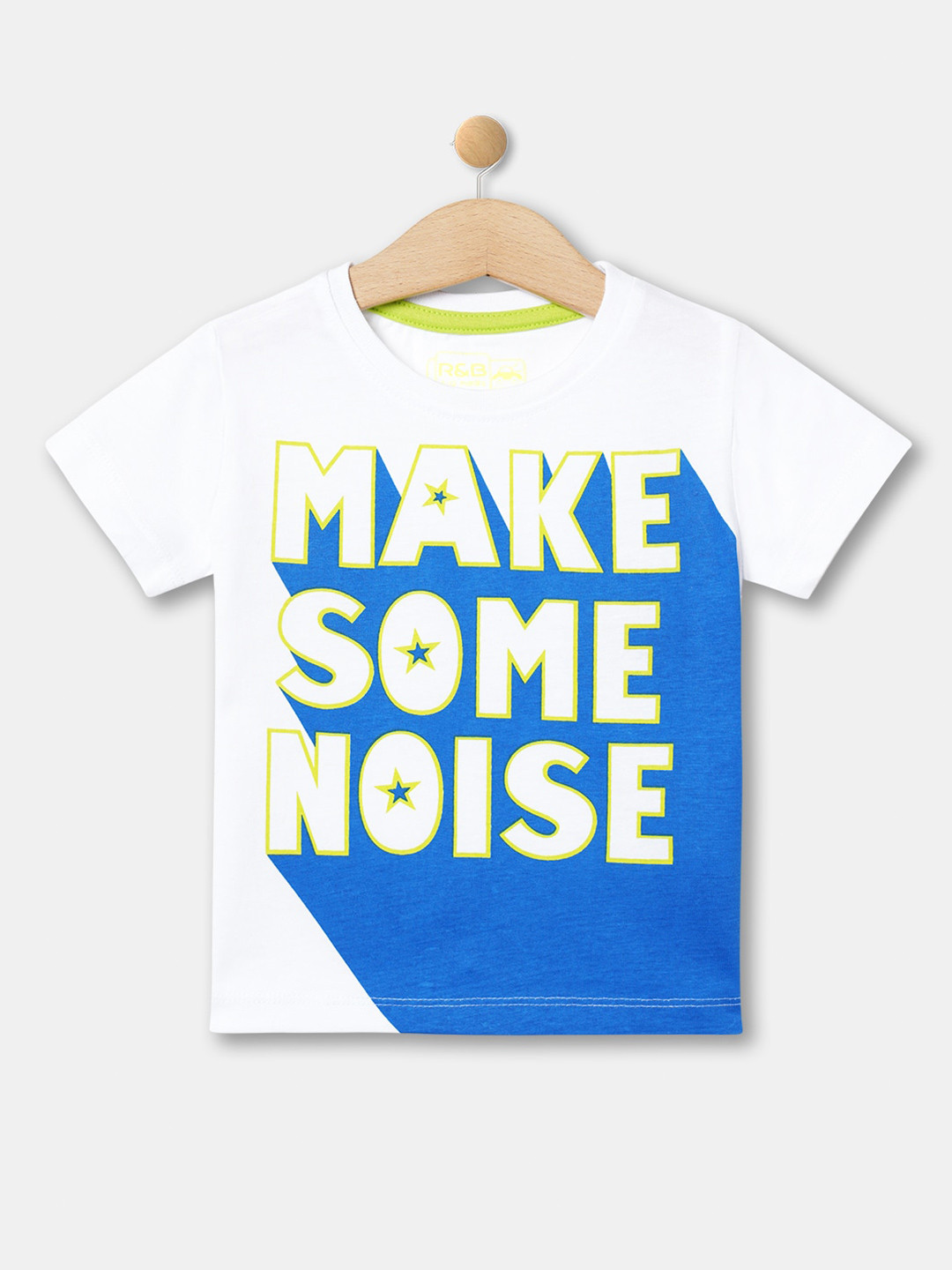 

R&B Boys Typography Printed Round Neck Cotton T-shirt, White