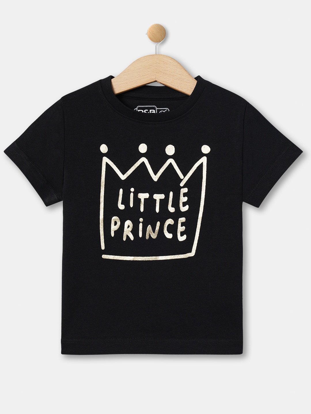 

R&B Infant Boys Typography Printed Cotton T-shirt, Black