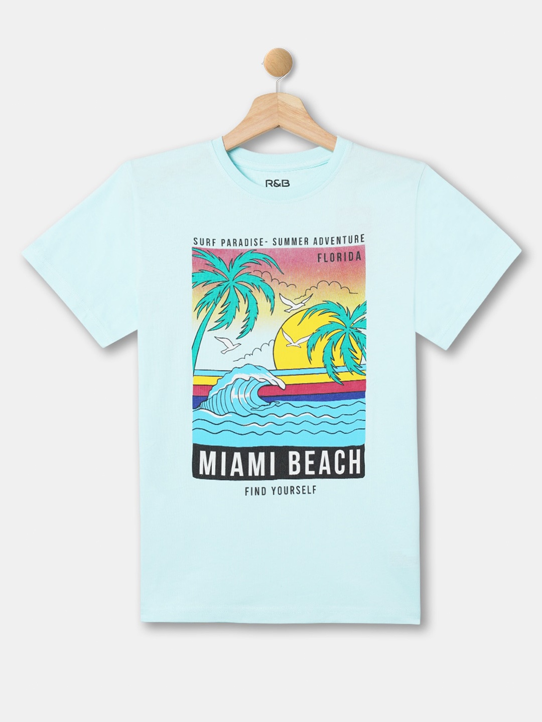 

R&B Boys Graphic Printed Cotton T-shirt, Blue