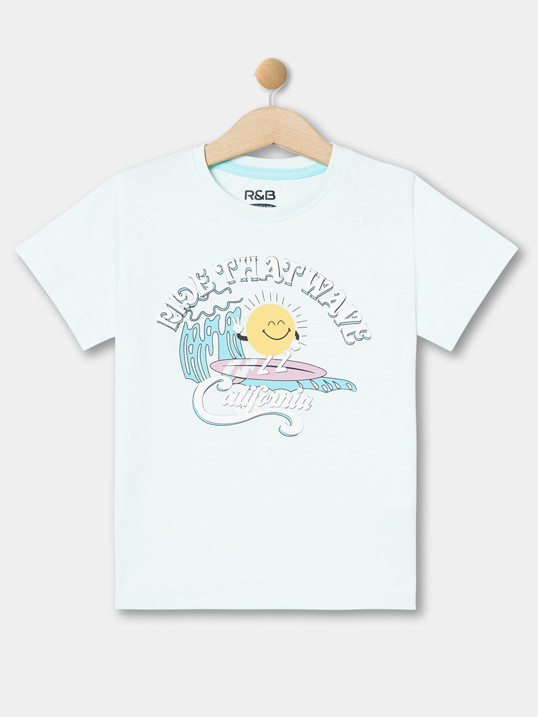 

R&B Boys Blue Typography Printed Round Neck Cotton T-shirt