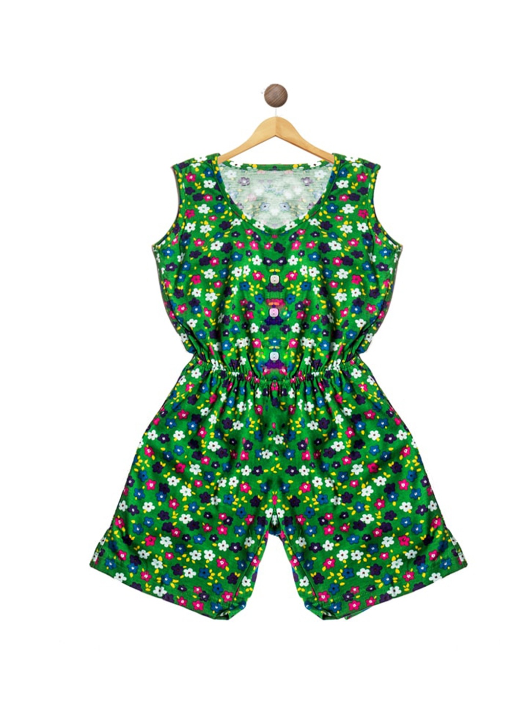 

PROTEENS Girls Floral Printed Cotton Playsuit, Green