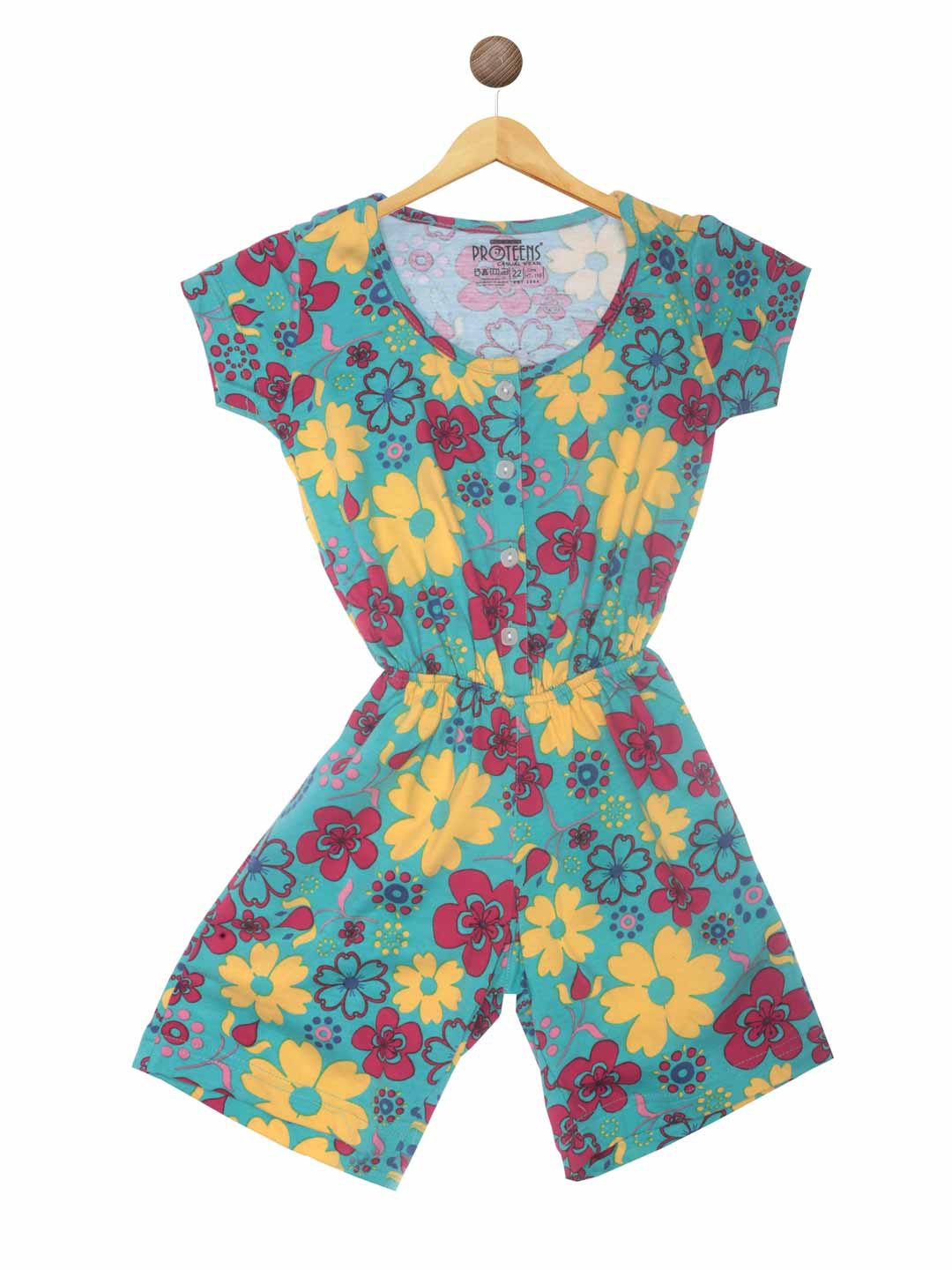 

PROTEENS Girls Blue & Yellow Printed Jumpsuit