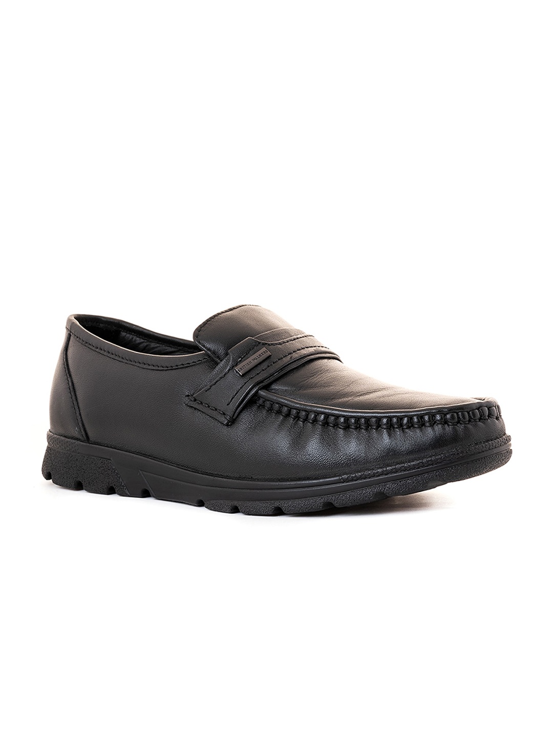 

Khadims Men Round Toe British Walkers Leather Formal Loafers, Black