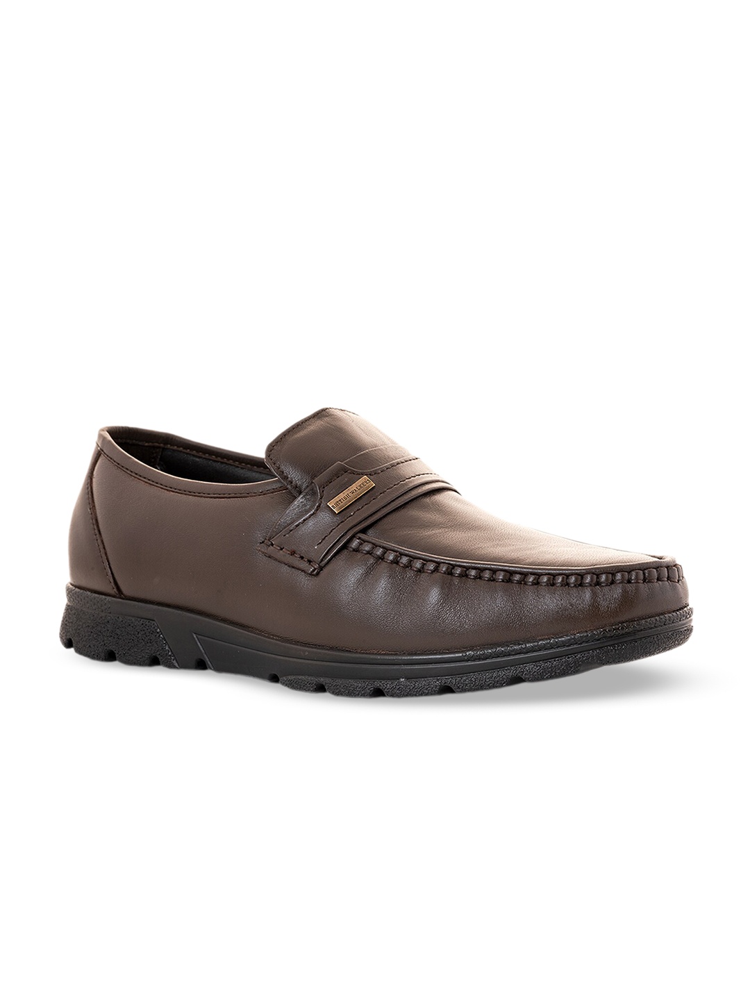 

Khadims Men Round Toe British Walkers Leather Formal Loafers, Brown