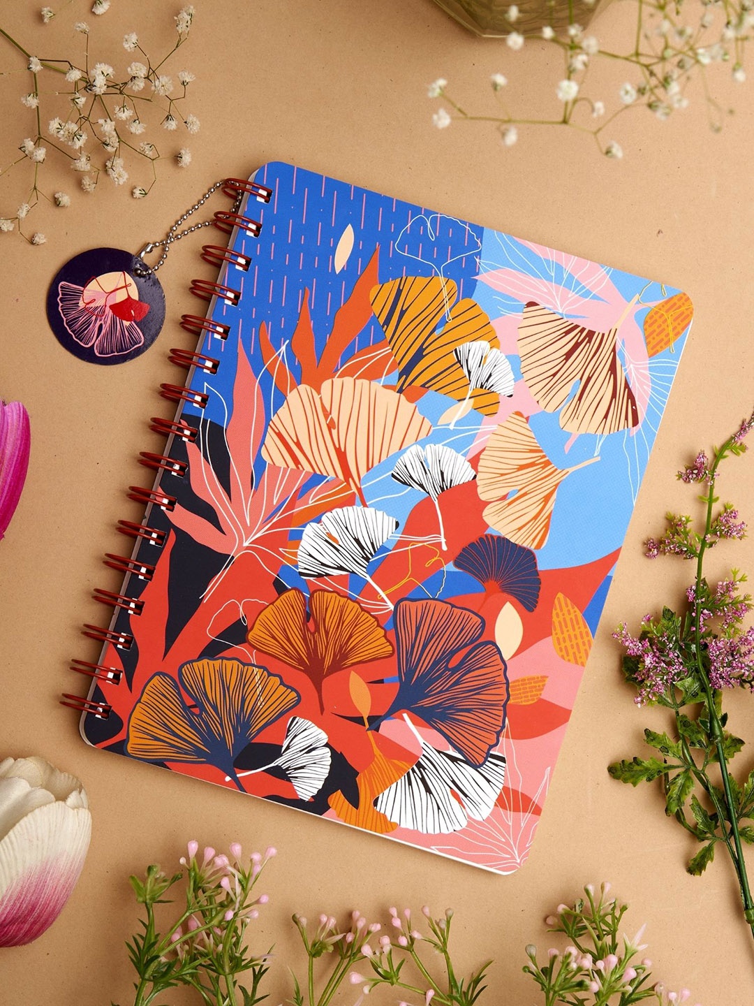 

Doodle Power Petals Printed Wiro Notebook, Peach