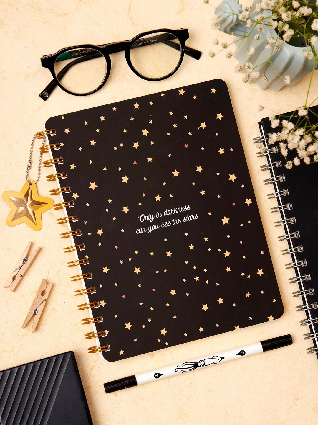 

Doodle Printed Wiro Hard-Bound 90 GSM Ruled Paper Notebook, Black