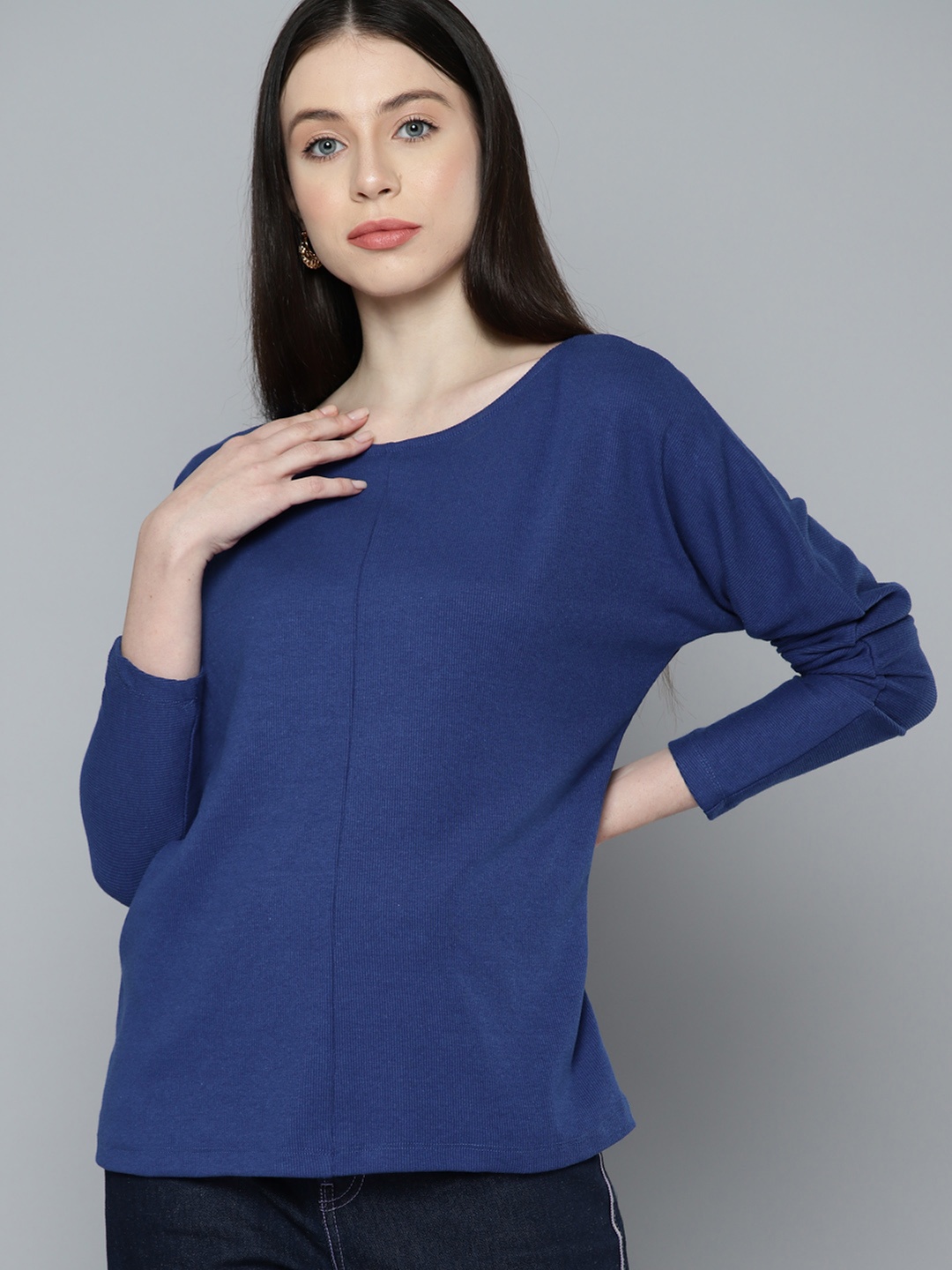 

Chemistry Extended Sleeves Knitted Top, Blue