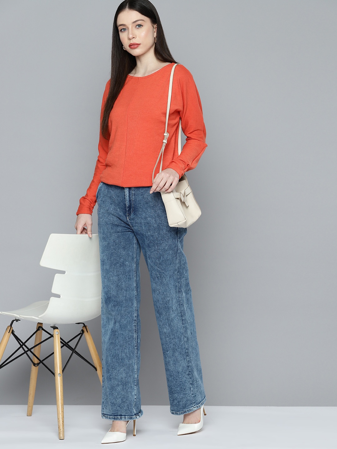

Chemistry Extended Sleeves Knitted Top, Rust