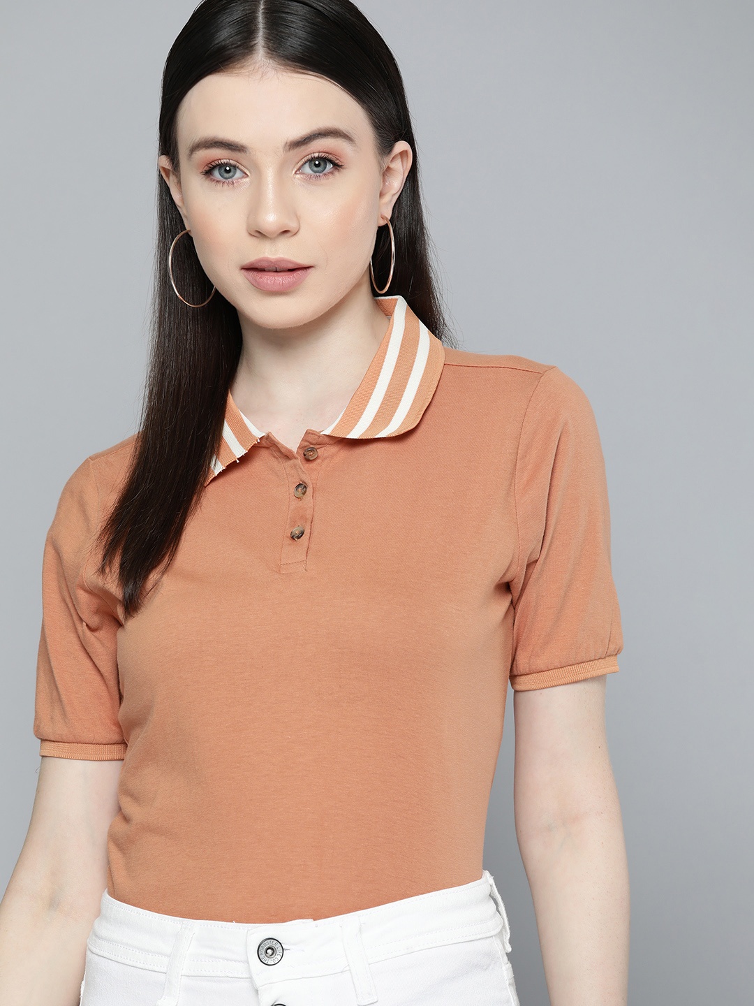 

Chemistry Polo Collar Pure Cotton T-shirt, Coral