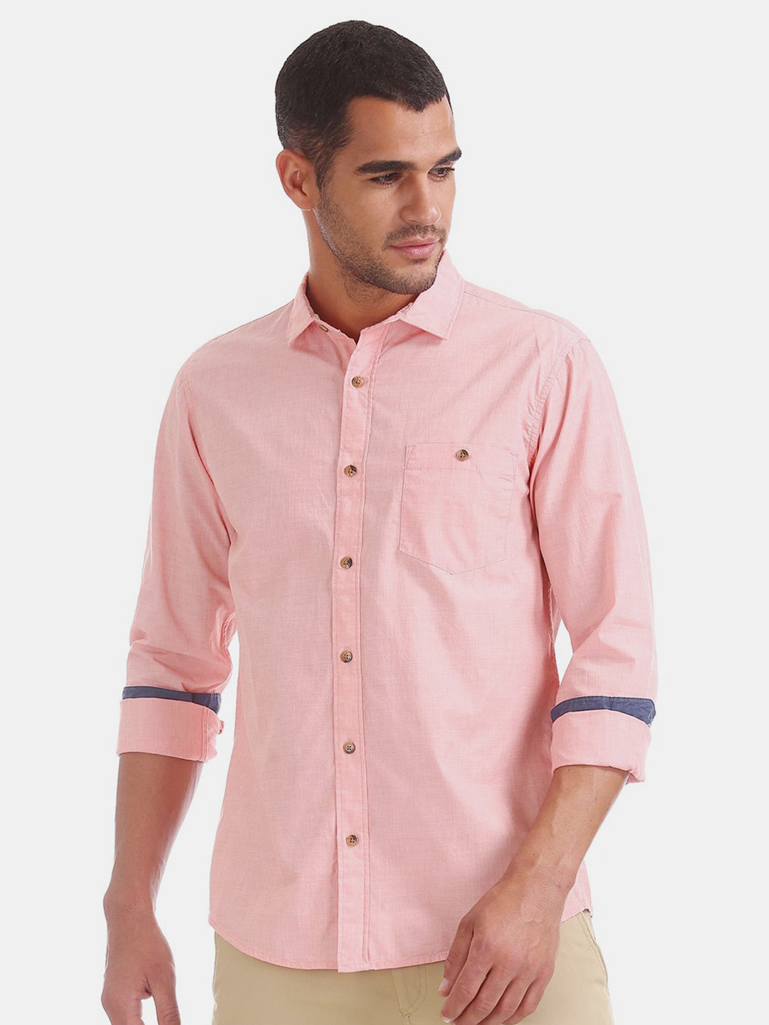 

V-Mart Spread Collar Cotton Casual Shirt, Red