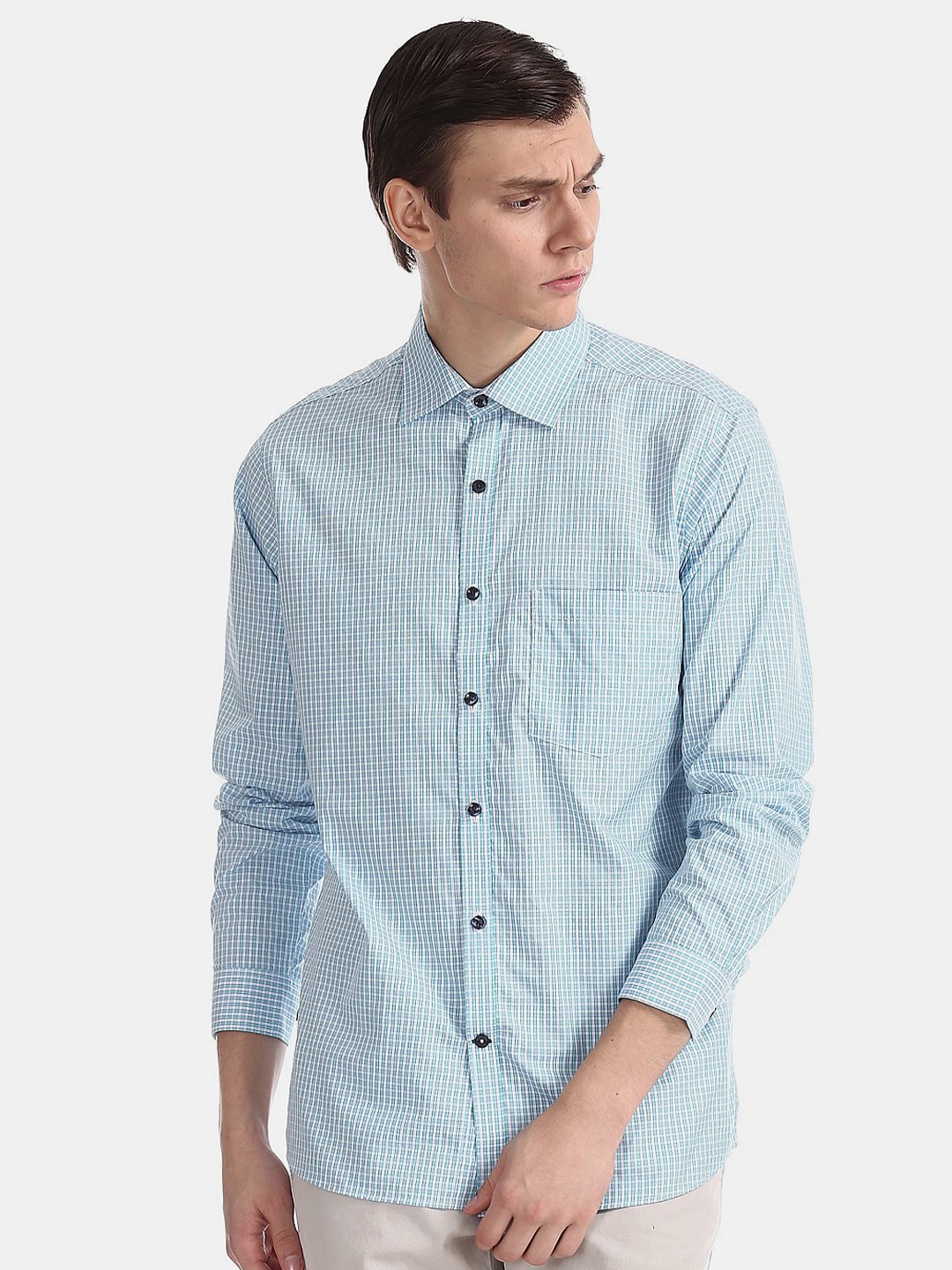 

V-Mart Checked Cotton Casual Shirt, Blue