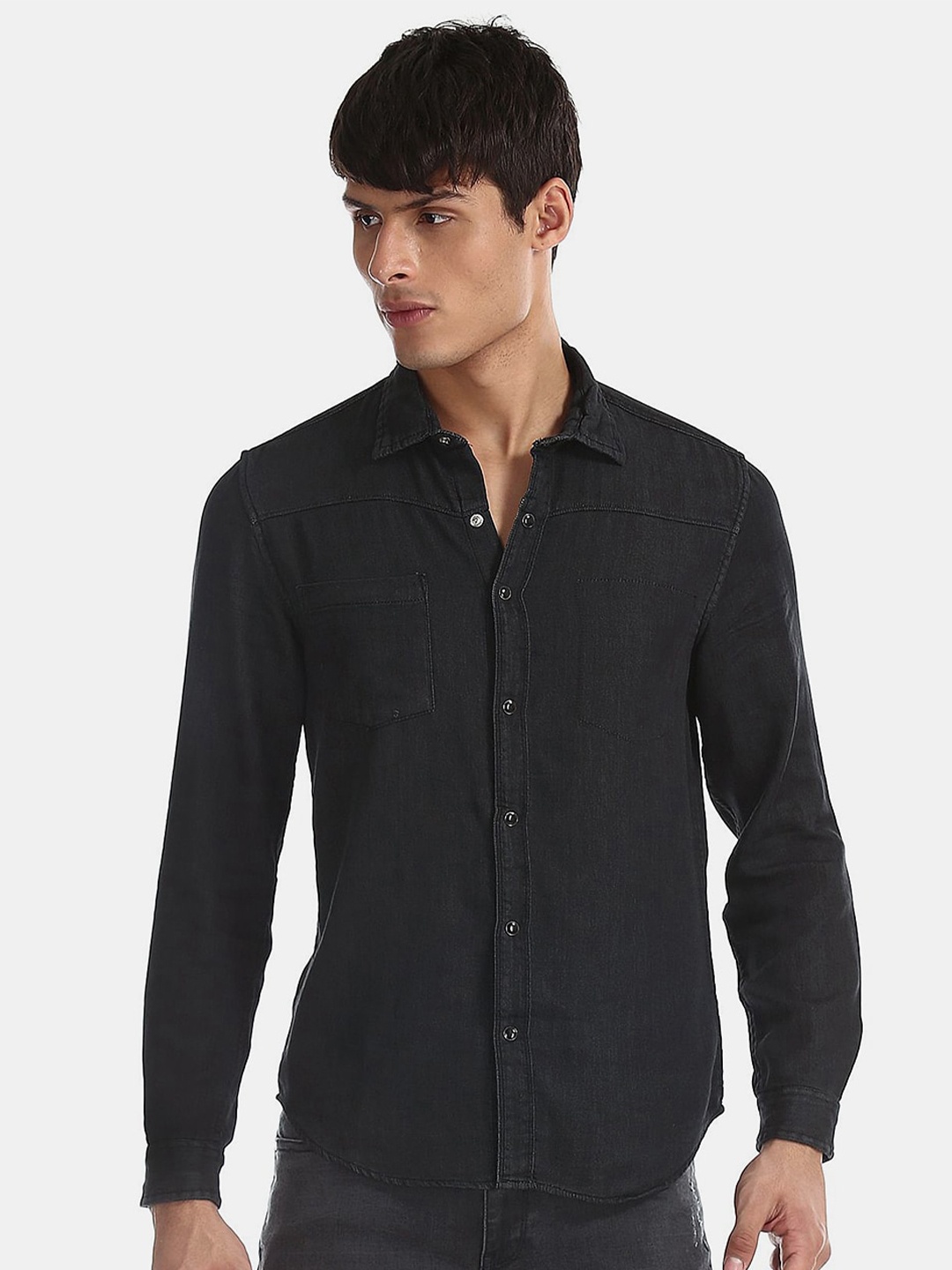 

V-Mart Classic Casual Cotton Shirt, Black