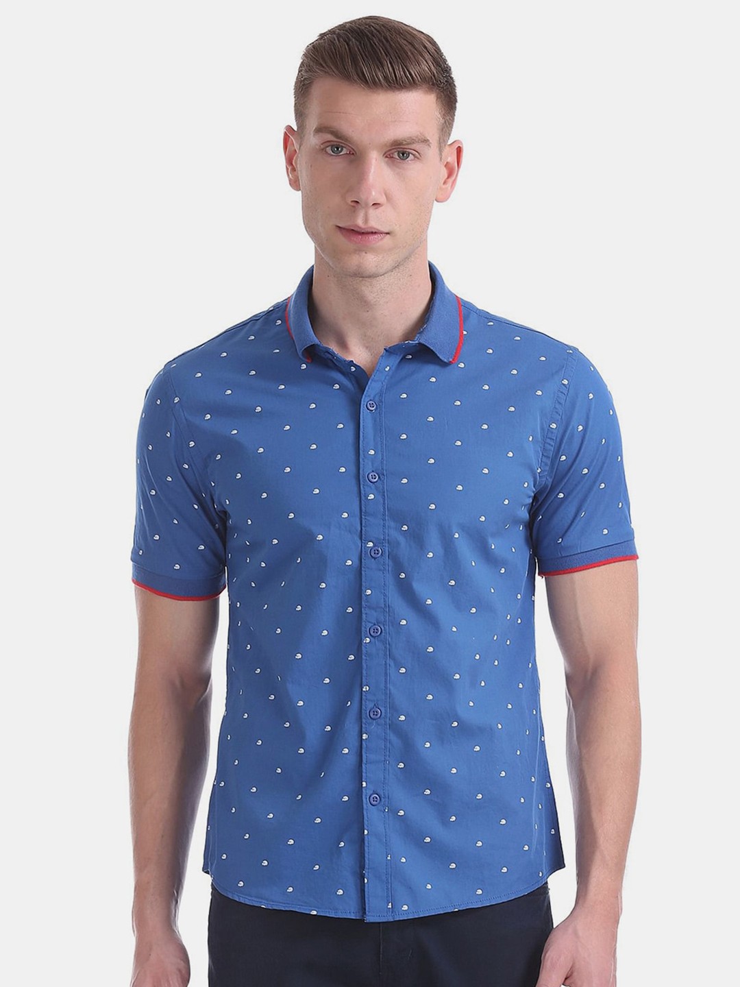 

V-Mart Classic Printed Cotton Casual Shirt, Blue