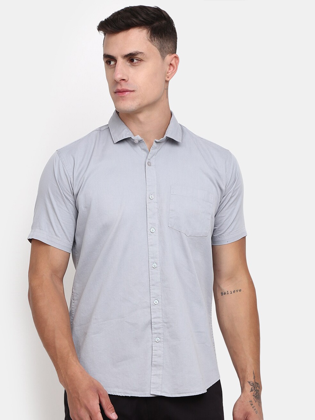 

V-Mart Classic Cotton Casual Shirt, Grey