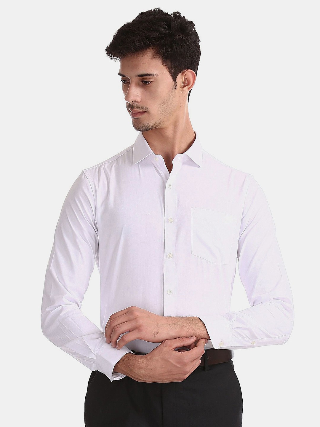 

V-Mart Spread Collar Cotton Formal Shirt, White