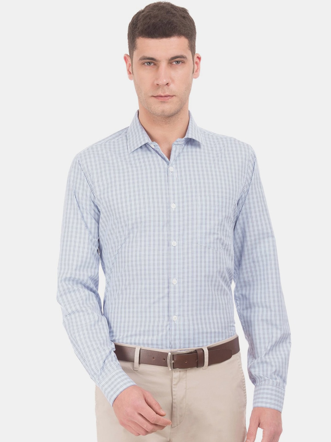 

V-Mart Checked Classic Formal Cotton Shirt, Blue