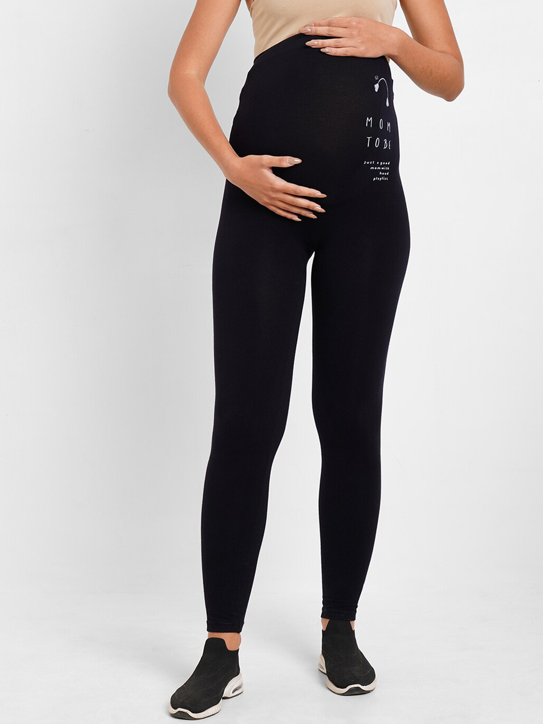

Inner Sense Super Soft Bamboo Fibre Antimicrobial Seamless Maternity leggings, Black