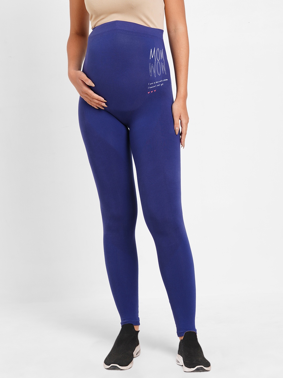 

Inner Sense Bamboo Fibre Antimicrobial Seamless Cotton Maternity Tights, Blue