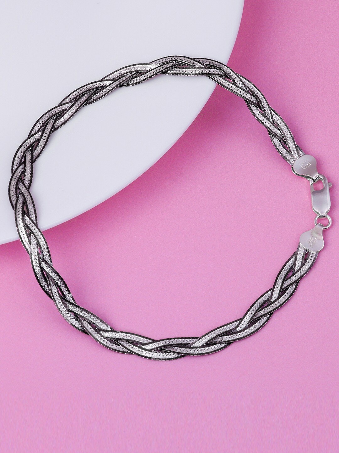 

GIVA 925 Sterling Silver Braided Chunky Chain Adjustable 1 Piece Anklet