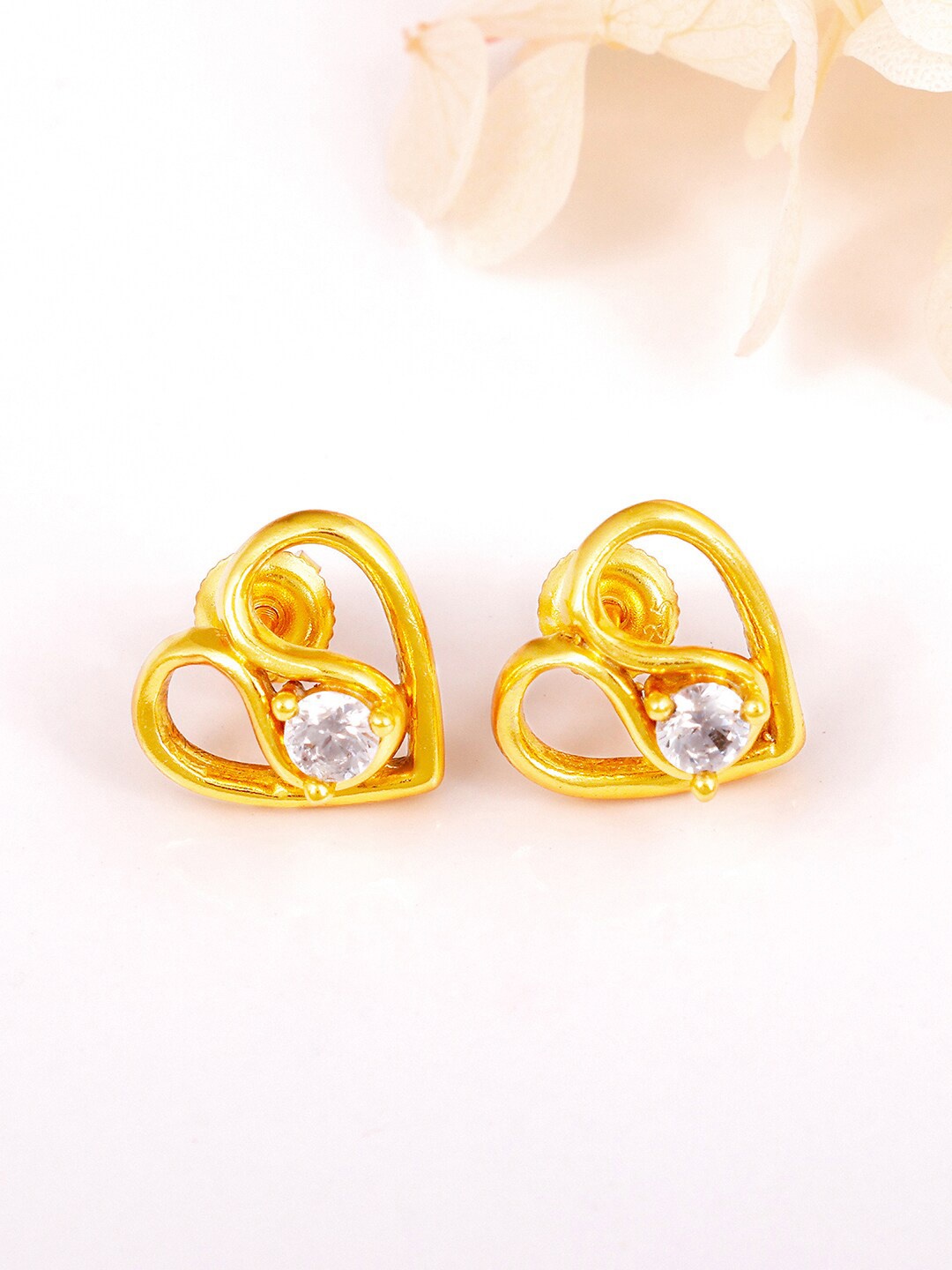 

GIVA 925 Sterling Silver Gold Plated Heart Shaped CZ Studded Studs Earrings