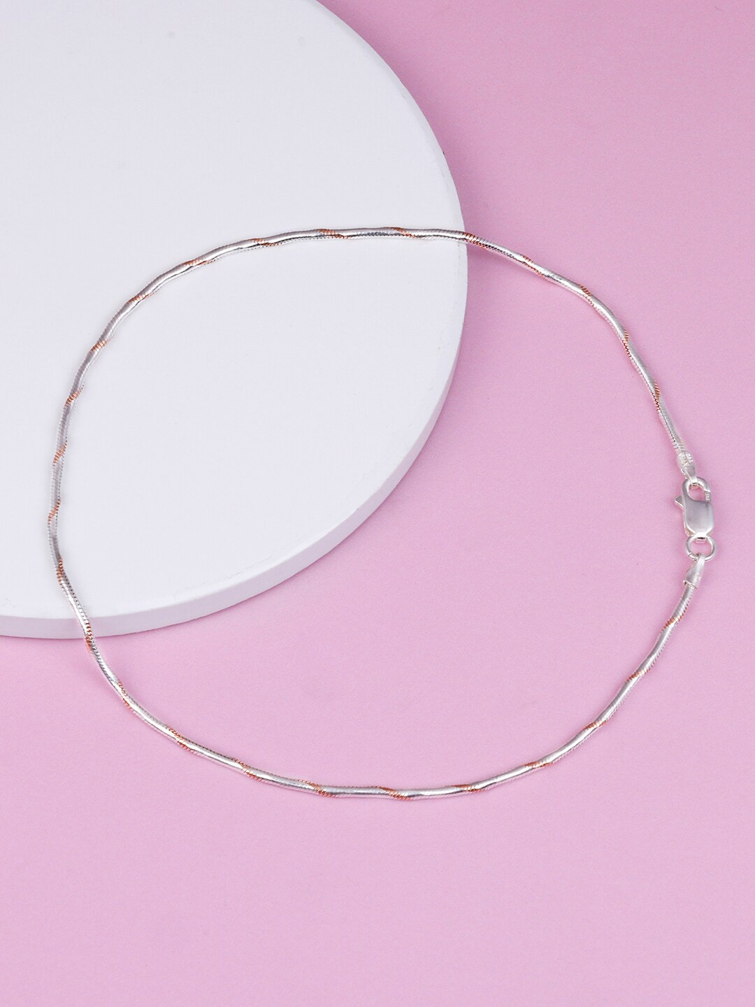 

GIVA Rose Gold-Plated Silver Snake Chain Anklet