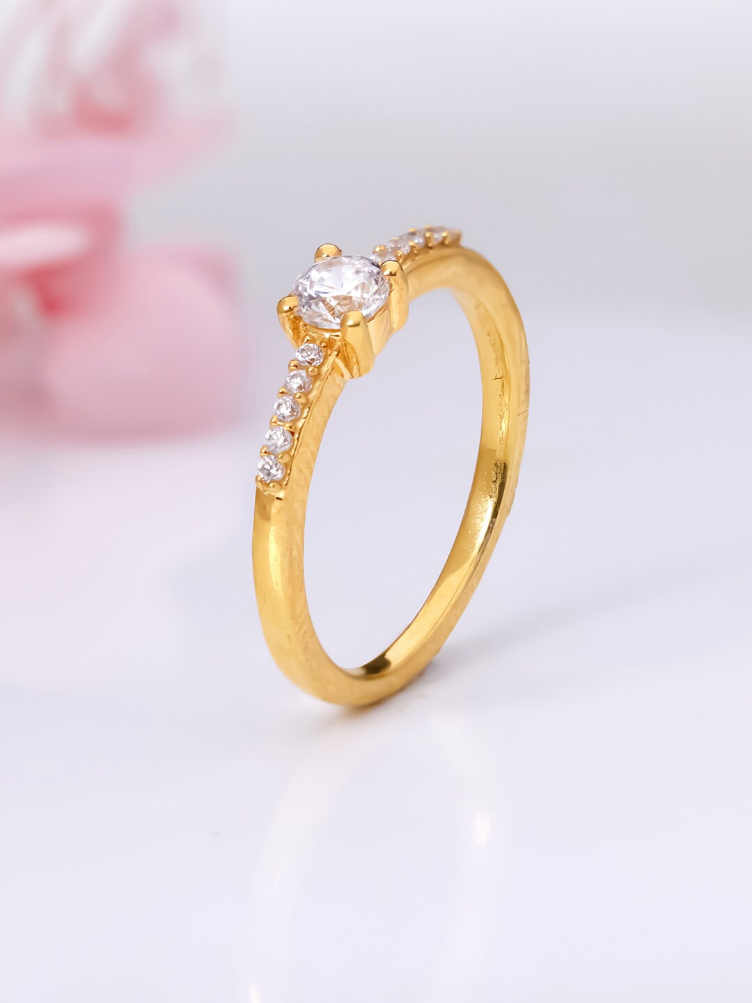 

GIVA 925 Sterling Silver Gold-Plated CZ-Studded Adjustable Finger Ring