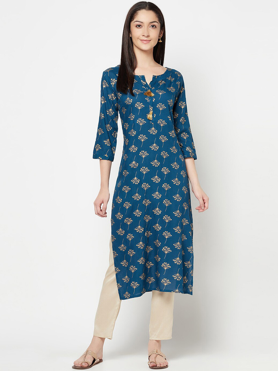 

Senyora Floral Printed Kurta, Blue