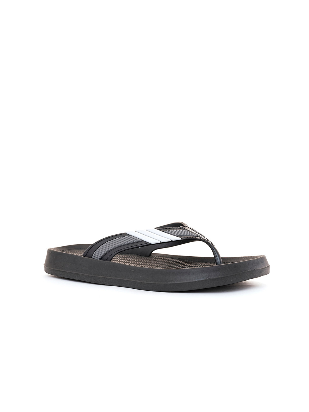 

Khadims Men Striped Rubber Thong Flip-Flops, Black