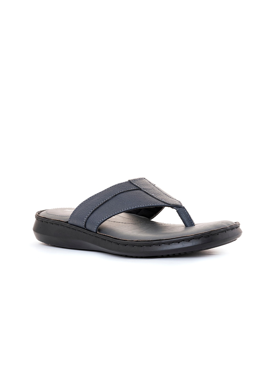 

Khadims Men Leather Slip On Comfort Sandals, Navy blue